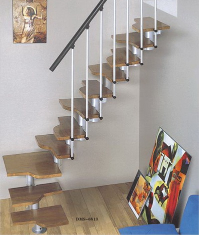 Stainless steel wooden staircase 